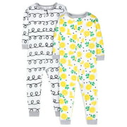 Little Star Organic Baby & Toddler Girl 2 Pk Footless Full Zip Snug Fit Pajamas, Size 9 Months - 5T