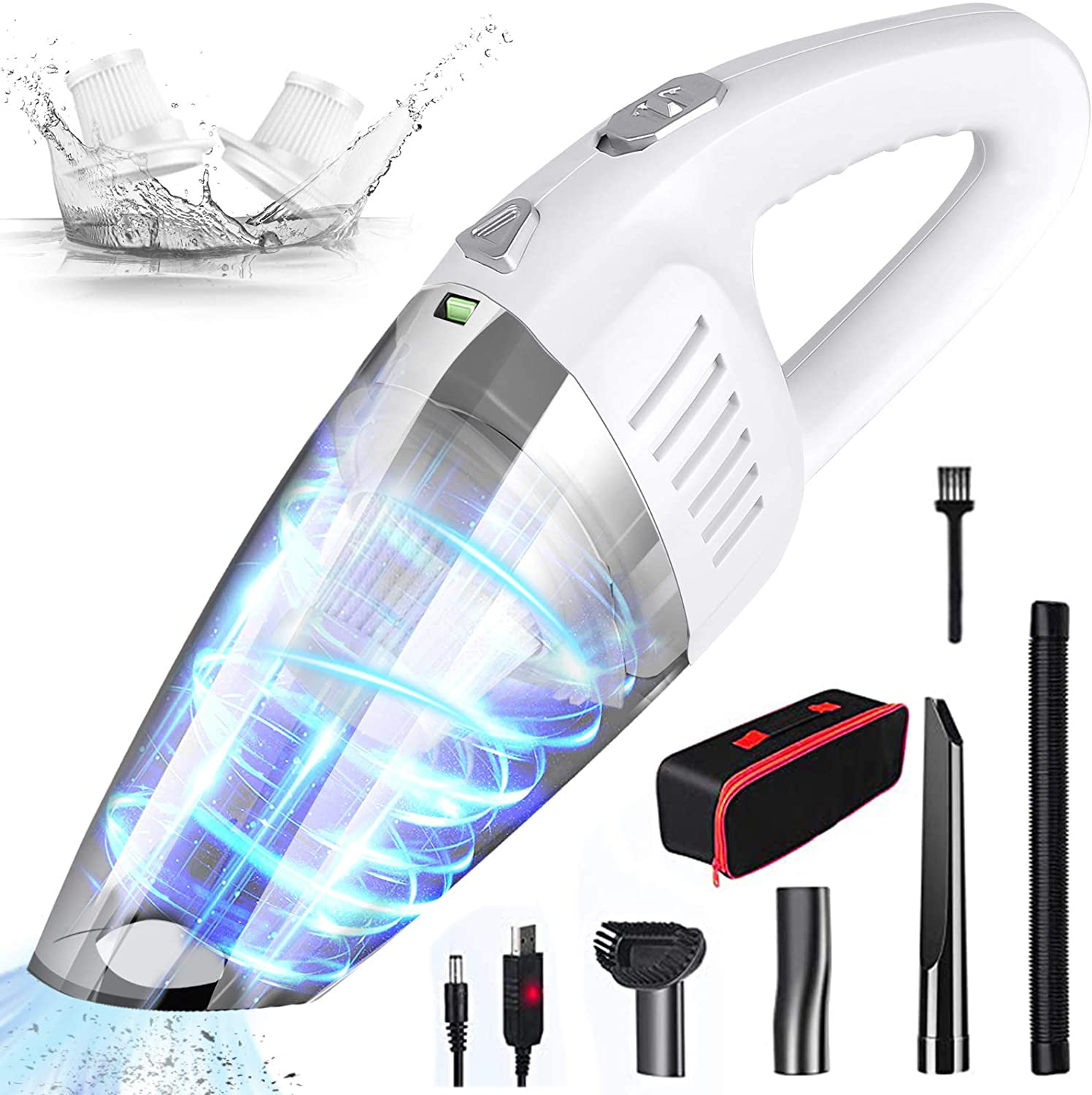Car Vacuum Cleaner Car Vacuum Cleaner High Power Handheld Vacuum Cleaner 8000Pa Suction with 16.4ft Cord Hand Vacuum Wet and Dry Cleaning Portable Vacuum Cleaner for Car Kit with Metal HEPA Filter 