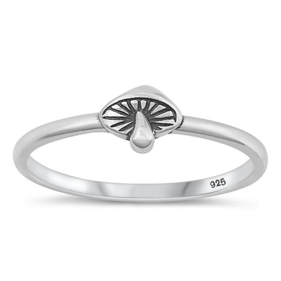 Classic Mushroom Toadstool Ring .925 Sterling Silver Band Jewelry Female Male Unisex Size 4