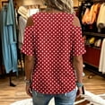 thumbnail image 4 of Neewe Women's 2026 Spring Summer Polk Dot V Neck Short Sleeve Pullover Blouse Off Shoulder T-Shirts, 4 of 6