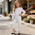 thumbnail image 3 of FAIWAD Girls School Uniform Pants Elastic Waist Dressy Casual Trousers with Pockets Kids Solid Color Pencil Pants, 3 of 9