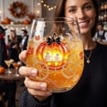thumbnail image 7 of Miwamany Halloween Stemless Wine Glass, Spooky Ghost Graveyard Printed Tumbler, 15oz Clear Cup for Holiday Party Drinks Table Decor Halloween Ornaments, 7 of 7