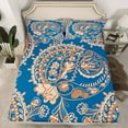 thumbnail image 2 of Homewish Blue Paisley Print Twin Sheet Sets for Adult, Vintage Damask Flower Twin Fitted Sheet, Southwestern Theme Flat Sheet, Microfiber Bedroom Decor, 3-Piece, 2 of 7
