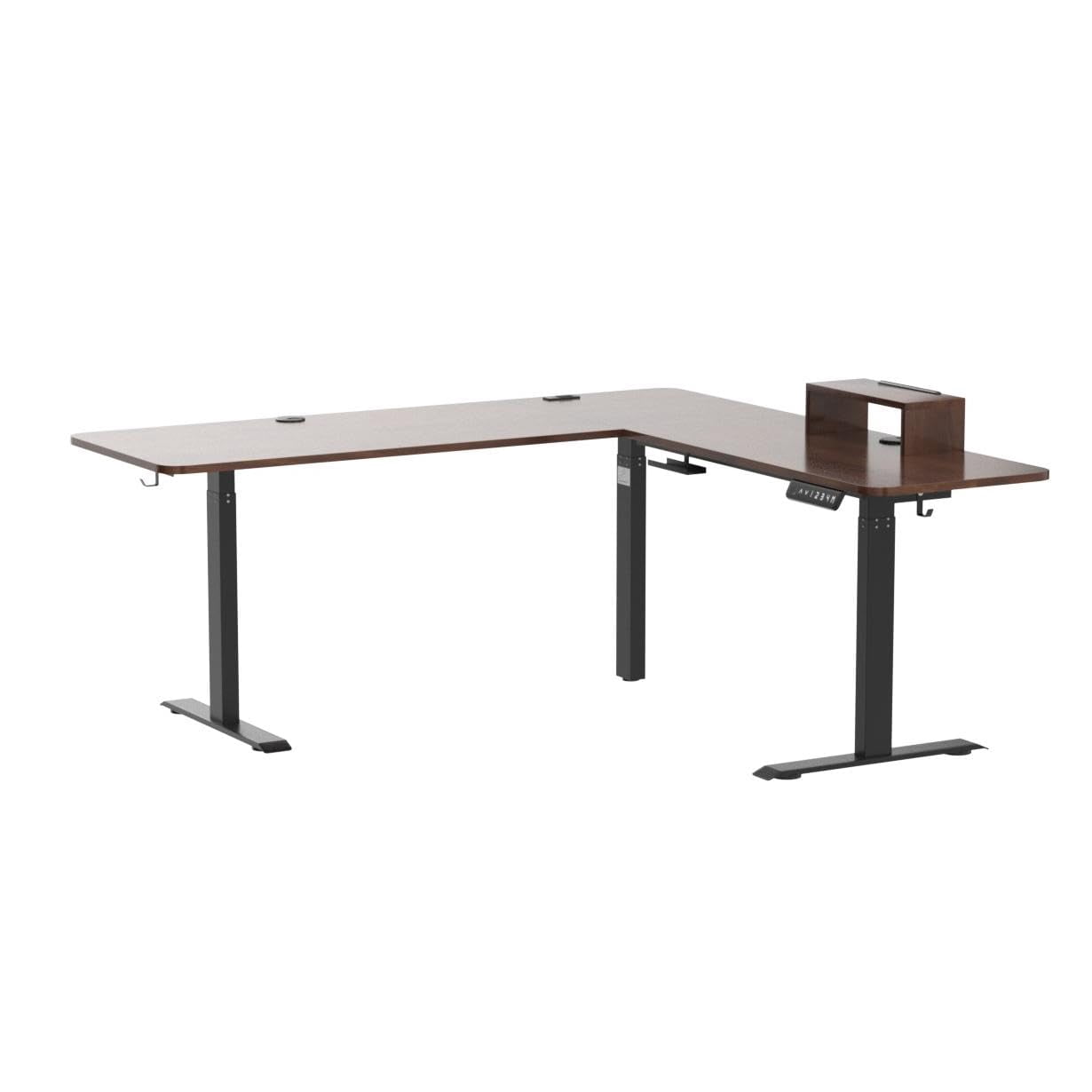 UNICOO® L-Shaped Triple Motor Electric Height Adjustable Standing Desk for Gaming & Home Office, Easy Touch Control & Solid Steel Construction (Rustic Brown Top/Black Frame-XOT-L3E-RB)
