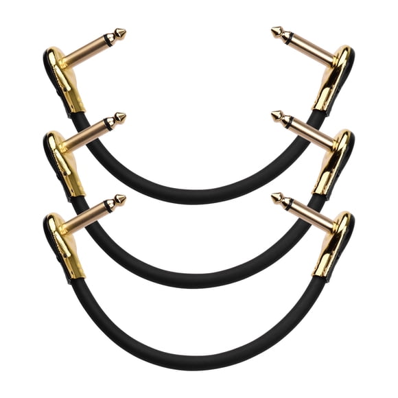 Yeacher Muslady 3pcs Patch Cables for Effect Pedal 15cm Gold-lacqured Flat Head