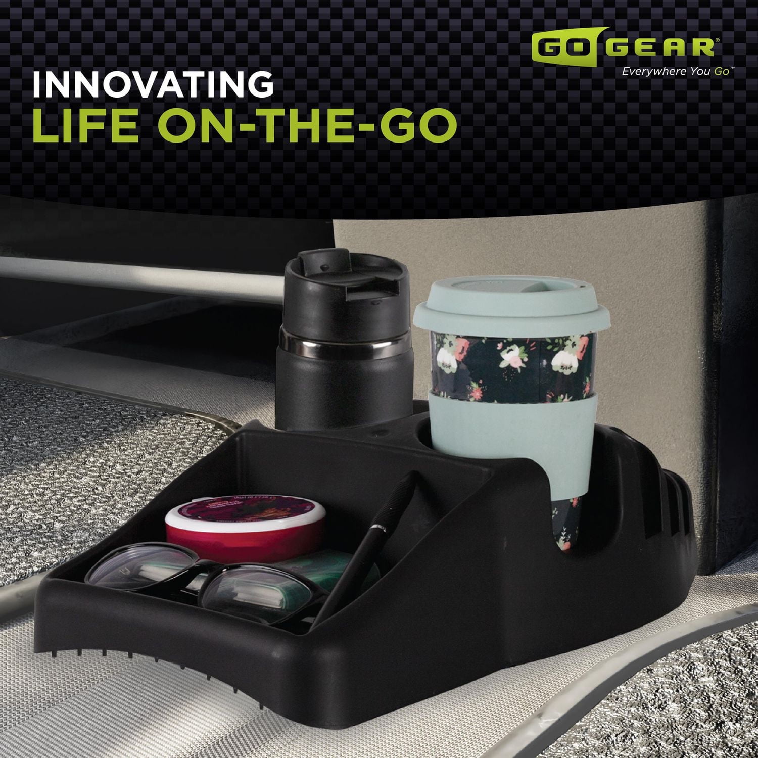 GoGear™ Efficiency Console, Black Plastic Low Profile Vehicle Organizer