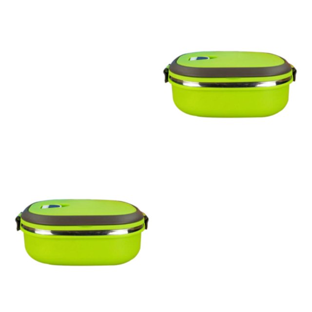 Kearding Contenedor de comida duradero verde para pícnic al aire libre, adecuado para todas las ocasiones, fiambrera de acero inoxidable Rectángulo una sola capa 2Conjunto