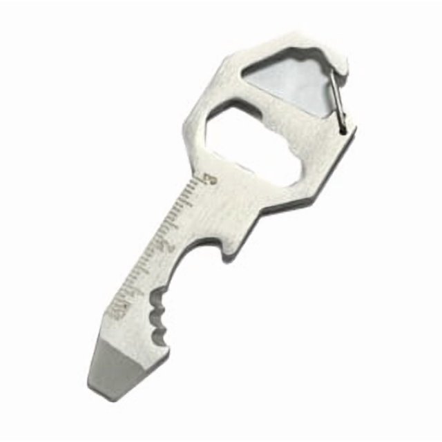 5-in-1 Stainless Steel Keychain Tool: Portable Outdoor Multitool with Beer Bottle Opener, Silver Keychain Design for Camping, Hiking & Daily Use – Compact Multi-Functional Gadget for Men & Women