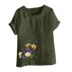 thumbnail image 2 of TaTaai Casual Printed Button Blouse, Women's Short Sleeve Linen Feel T-Shirt, Comfortable Top for All Seasons Gift, 2 of 4