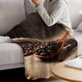 thumbnail image 3 of Coffee Beans Blanket Soft Cozy Warm Throw Blanket for Couch, Plush Fuzzy Flannel Fleece Blankets for Sofa, Vintage Wooden Spoon Dark Brown Cafe Bean Bed Blankets Lightweight Gifts for Women, 50"x60", 3 of 9