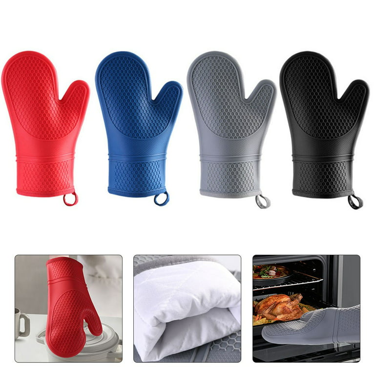 Gerich Insulated Oven Glove Silicone Heat-proof Microwave Mitt Heat  Resistant Anti-Slip