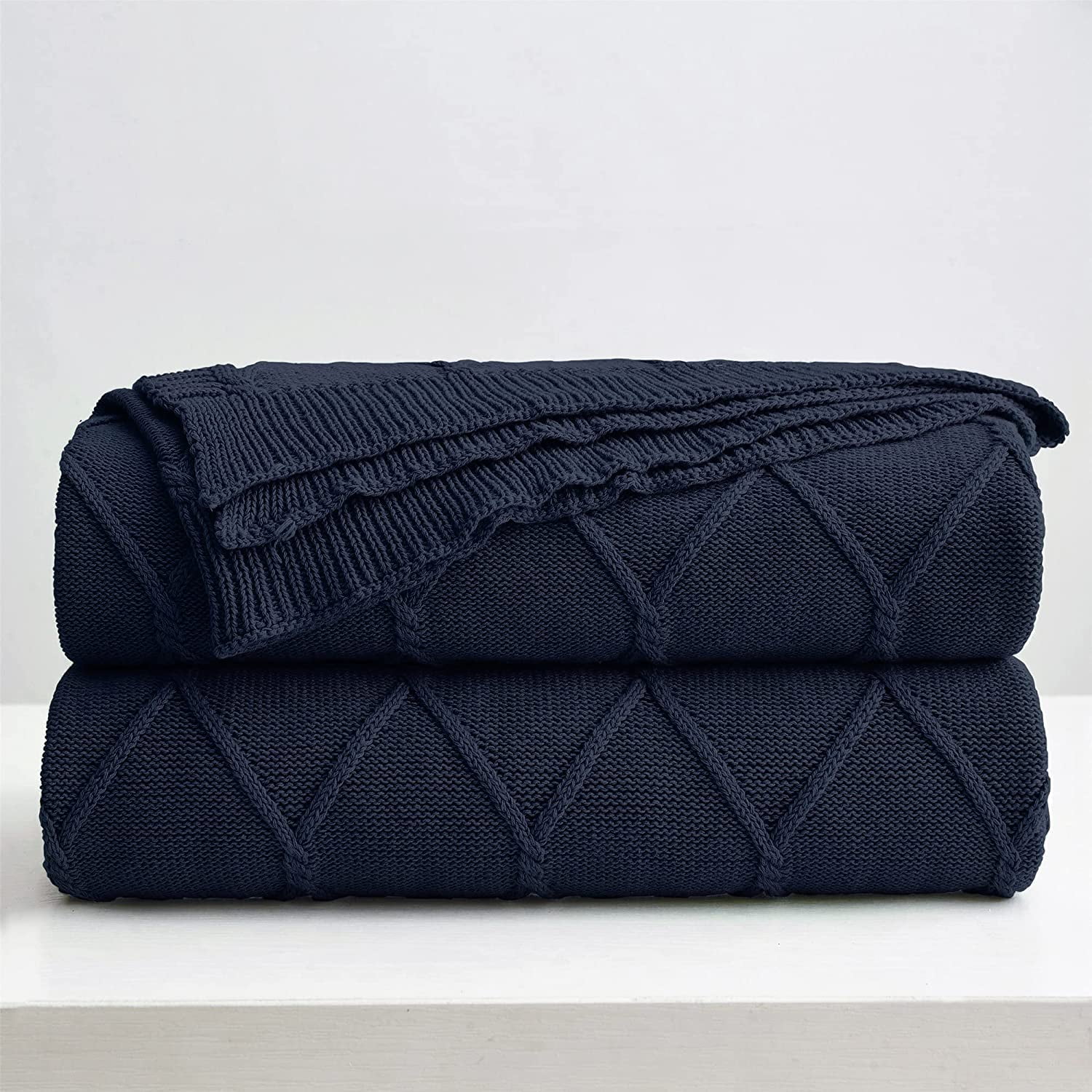 Navy blue cotton throw blanket hotsell