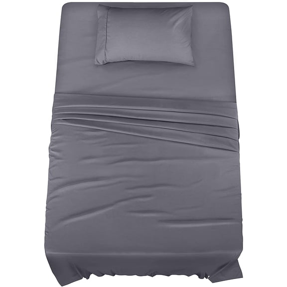 good fortune Twin Sheet Set – 3 Piece Bed Sheets for Twin Size Bed, Soft and Breathable Microfiber, Includes 1 Fitted Sheet, 1 Flat Sheet and 1 Pillowcase (Grey)
