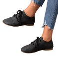 thumbnail image 5 of IUJSOY Womens Suede Lace up Flat Oxfords Classic Retro Round Cap Toe Soft Walking Driving Shoes, 5 of 9