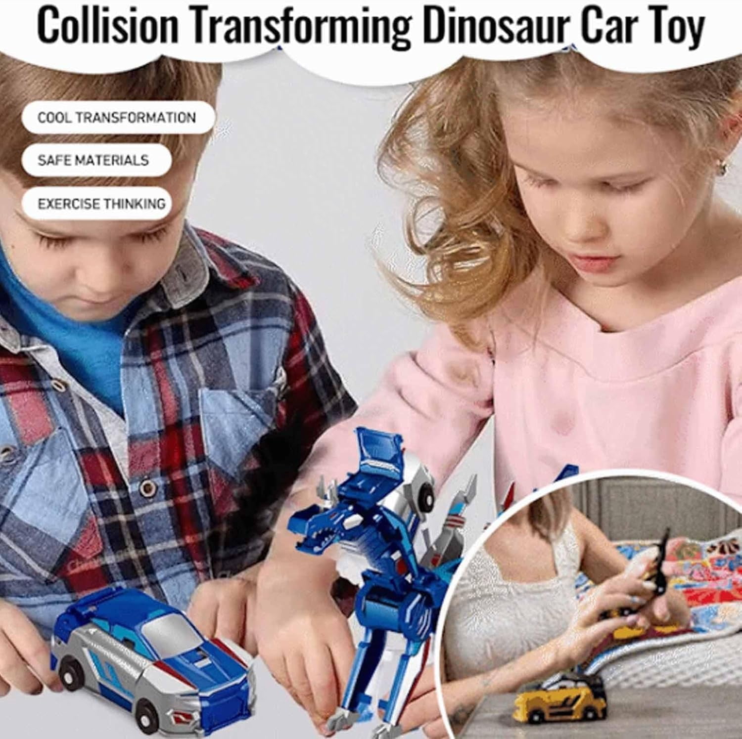 2-in-1 Transforming Dinosaur Car - Magnet Auto Verwandelt Sich In Dino Roboter Spielzeug