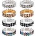 thumbnail image 1 of 10 anillos de diamantes de imitación de 5 estilos, de aleación, ajustables, de plata, elásticos, apilables, accesorios de joyería, 1 of 9