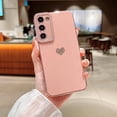 thumbnail image 2 of Samsung Galaxy S21 FE 5g 6.4" Phone Case Luxury Electroplate Cute Side Love Heart Pattern for Women Full Camera Protection Soft Silicone Anti-Fingerprint Shockproof Cover Bumper (Pink), 2 of 6