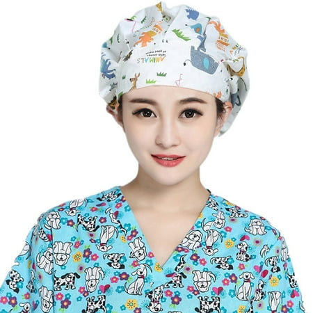 

Etereauty 1PC Printing Hair Adjustable Work Dustproof Protective Cartoon for Doctor Nurse