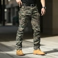 thumbnail image 3 of Wendoximz Flex Camo Cargo Pants for Men Baggy Cargo Pants Men Men's Solid Color Camo Print Outdoor Stretch Overalls With Large Pockets Loose Soft Pants Rainproof Training Pants, 3 of 7