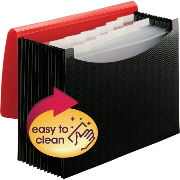 Smead, SMD70866, Wave Pattern Poly 12-Pocket Expanding File, Red, Black