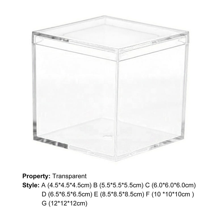 15 Pcs Clear Plastic Square Cube, 2.56x2.56x2.56 Small Plastic Storage Box  with Lid Transparent Clear Square Containers Display Boxes Gift Box with