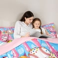 thumbnail image 4 of Castle Fairy Pink Baseball Glove Twin Comforter Sets 2pcs, Sport Theme Ice Cream Bedding Set, Pink Blue White,Pink Reversible,1 Comforter and 1 Pillowcase, 4 of 6