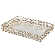 Gold Perfume Mirror Vanity Tray Dresser Ornate Tray Home Wedding Decorative Mirrored Tray Jewelry Perfume Makeup Organizer - 30x20x5cm