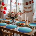 thumbnail image 5 of Teal Blue Ombre Round 13 Inch Placemats Set of 2, Modern Abstract Art Gradient Aesthetics HeatResistant Non Slip Place Mats for Dining Table, Wipeable Braided Kitchen Table Mats for Housewarming, 5 of 9