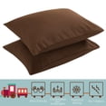 thumbnail image 4 of Flxxie 2 Pack Brushed Microfiber Toddler Pillowcases with Zipper Closure, Super Soft and Cozy Travel Pillow Covers, 13" x 18", Fits Pillows Sized 12"x16" 13"x18" 14"x19", Brown, 4 of 5