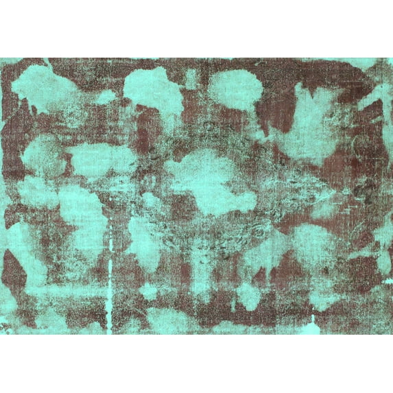Ahgly Company Indoor Rectangle Abstract Turquoise Blue Modern Area Rugs, 7' x 9'