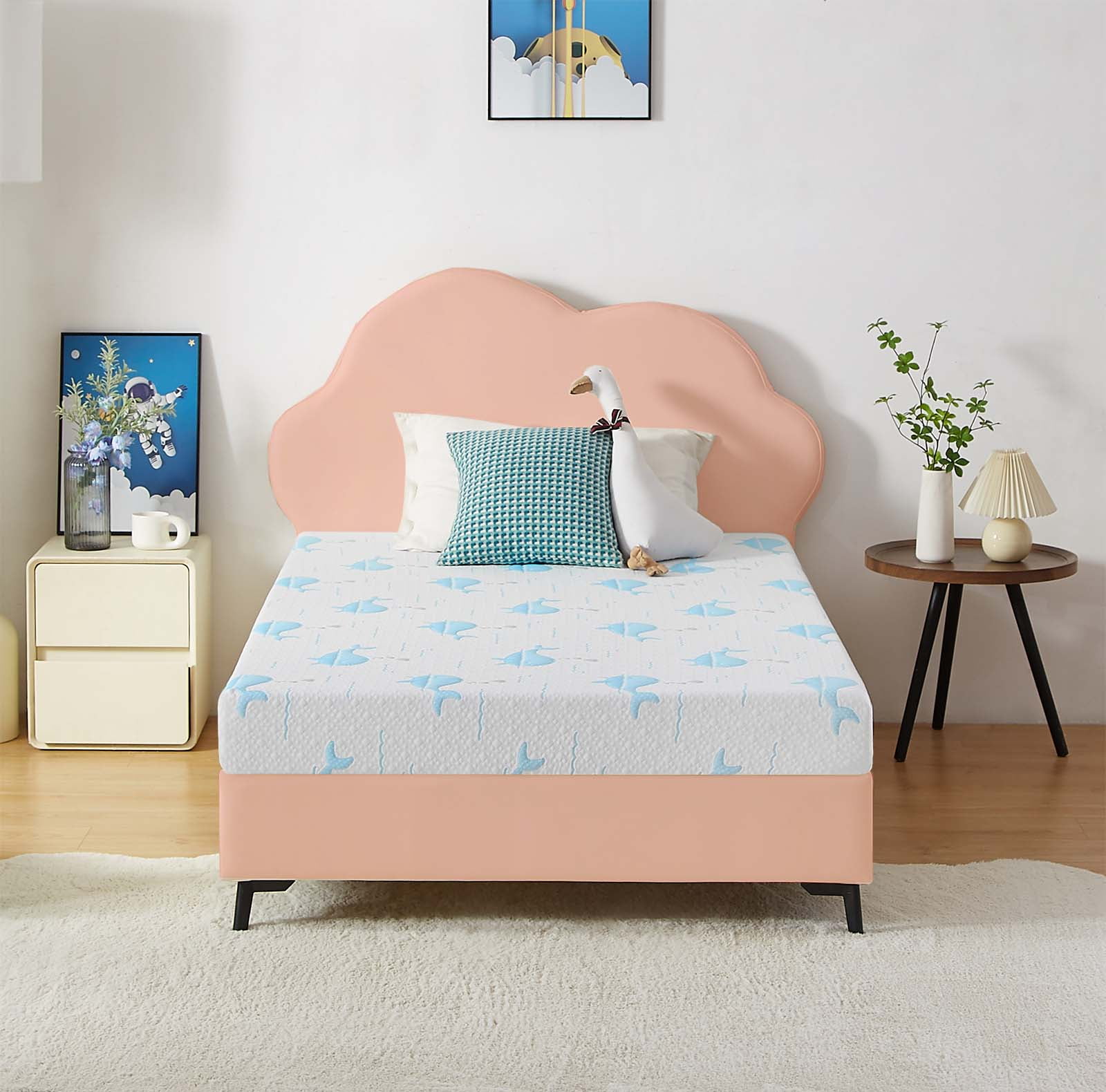 5 Inch Full Mattress for Kids, Removable Washable Cover with Dolphin Pattern Cooling Memory Foam Medium Feel, Bed-in-a-Box