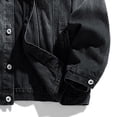 thumbnail image 6 of Men's Denim Jackets Solid Color Lapel Button Down Retro Loose Casual Jeans Jackets Trucker Coat, 6 of 6