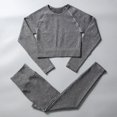 thumbnail image 3 of Top de manga larga sin costuras para mujer, mallas de cintura alta, pantalones, conjunto de Yoga, ropa de entrenamiento, ropa deportiva para gimnasio, Fitness, traje deportivo de realce, 2 uds., 3 of 5