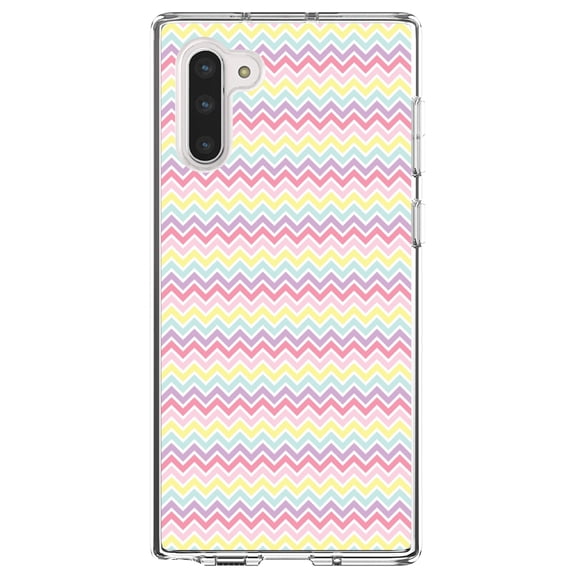 DistinctInk Clear Shockproof Hybrid Case for Samsung Galaxy Note 10 (6.3" Screen) - TPU Bumper, Acrylic Back, Tempered Glass Screen Protector - Rainbow Stripes Pattern