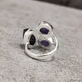 thumbnail image 4 of Natural Amethyst Ring, Raw Amethyst Gemstone Ring, Feb Birthstone, Triple Stone, 925 Sterling Silver, Womens Ring, Christmas, Thanksgiving, Handmade, Statement Jewelry, Rough Adjustable Jewelry, 4 of 6