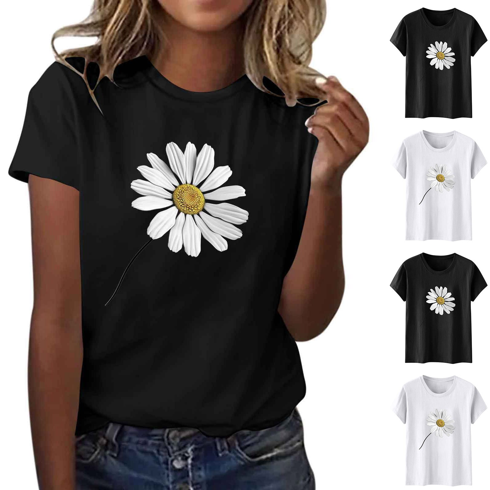 トップス SMALL FLOWER OVER SHIRT Kmdttou Custom POD T-Shirts Womens Tops Fashionable Printed