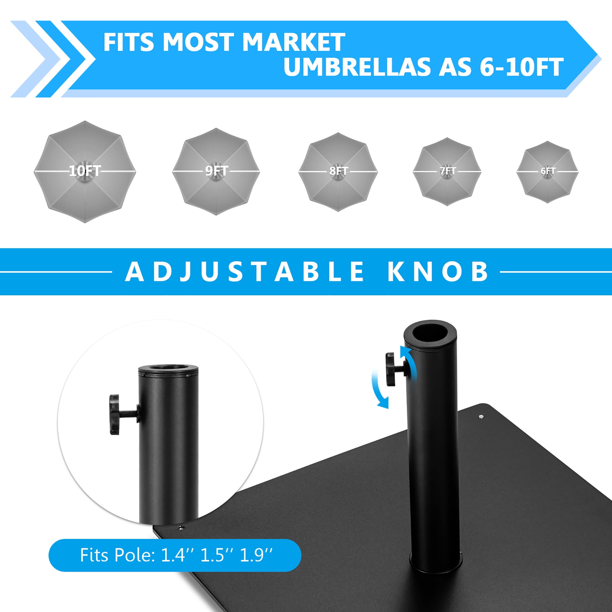 Costway 36LBS Square Umbrella Base Stand Weighted Patio Market Umbrellas Black