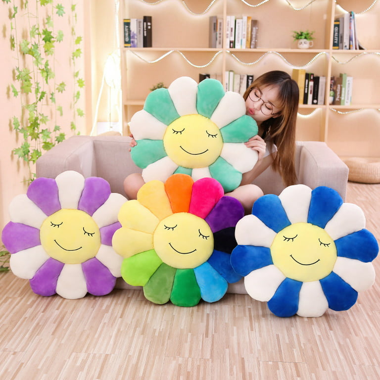 Takashi Murakami Rainbow Sunflower Pillow Y2K Plush Pillow 