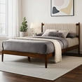 thumbnail image 4 of Omax Decor Ella Wooden Queen size Platform Bed in Walnut and Beige, 4 of 8