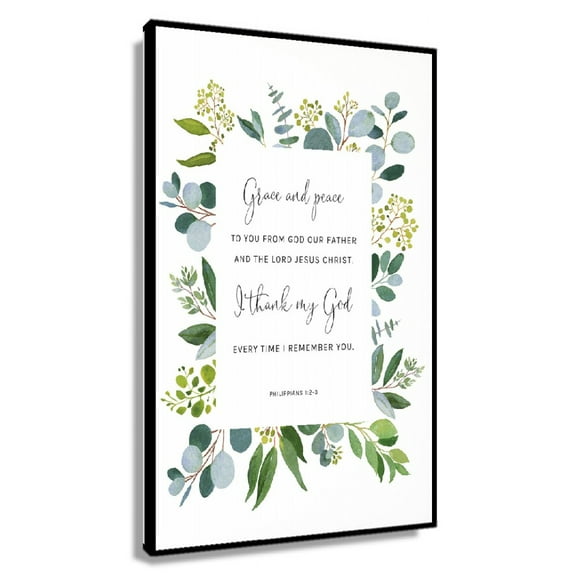Philippians 1 2-3, Bible Verse Wall Art Scripture Quote Printable Wall Art Living Room Christian Art Decor, Grace and Peace, I Thank My God