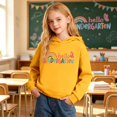 thumbnail image 2 of XAOFW Girls Back To School Hoodies Long Sleeve Letter Print Hooded Sweatshirt Loose Fit Pullover Hoodies For Daily Wear And Outdoor Activities Breathable Tops 11-12 Years, 2 of 7