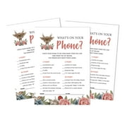 Inkdotpot 50 Sheets What'sIn Your PhoneBaby Shower GameCards Deer Jungle Animals Activity CardsPartyIdea Baby Shower Party Supply