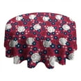 thumbnail image 4 of Red Baseballs with Blue Flowers Pattern Round Tablecloth 60"x60",Wrinkle Wipeable Table Cloth for Kitchen Dining Room Picnic Patio Party, 4 of 6