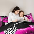 thumbnail image 5 of jejeloiu Wild Leopard Cheetah Queen Comforter Set,Wildlife Zebra Stripes Bedding Comforter Set For Kids Reversible 3-Piece, 5 of 8