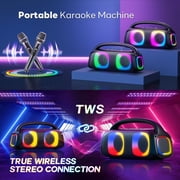 JYX Bluetooth Speaker, 60W Powerful Sound Party Speaker with RGB Light, Portable Speaker with 2 Wireless Microphone