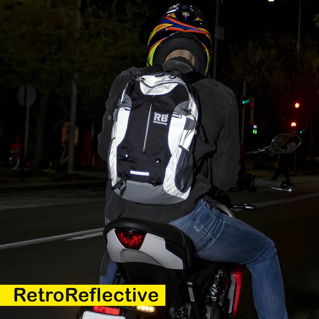 Riderbag Hi Vis Reflective Bike Motorcycle Backpack Black