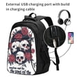thumbnail image 2 of Balery Gothic Skulls And Roses Mochila con carga USB para hombre y mujer - Mochila impermeable y antirrobo para laptop con puerto USB para viajes, trabajo, 2 of 7
