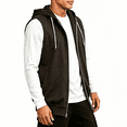 thumbnail image 2 of TKKCS Mens Sleeveless Zip Up Hoodie Jacket- Drawstring Casual Workout Loose Fit Layering Outerwear with Pockets Brown Size S, 2 of 7