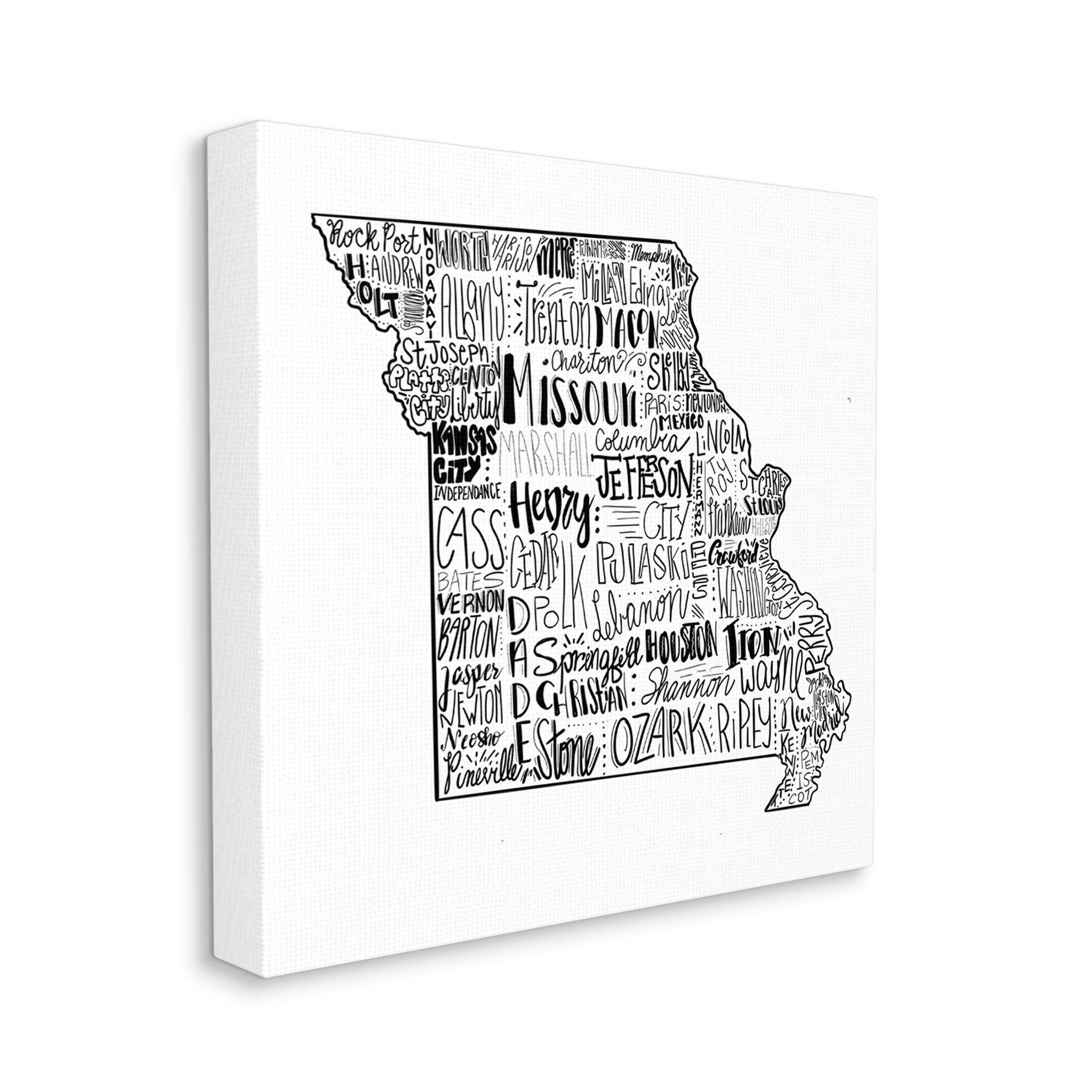 Stupell Industries Various Typography Cities Missouri State Graphic Art Gallery Wrapped Canvas Print Wall Art, Design by The Saturday Evening Post