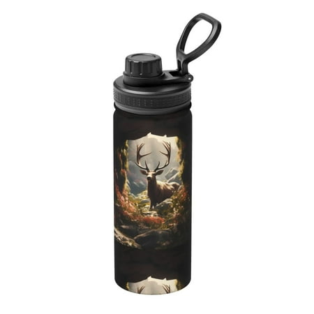 

Ocsxa Enchanted Deer In Cave Print 18oz Stainless Steel Water Bottle Unisex Water Bottle Insulated Sports Water Cup Flask for Cold Water Drinks/Sports/Travel/Car/School